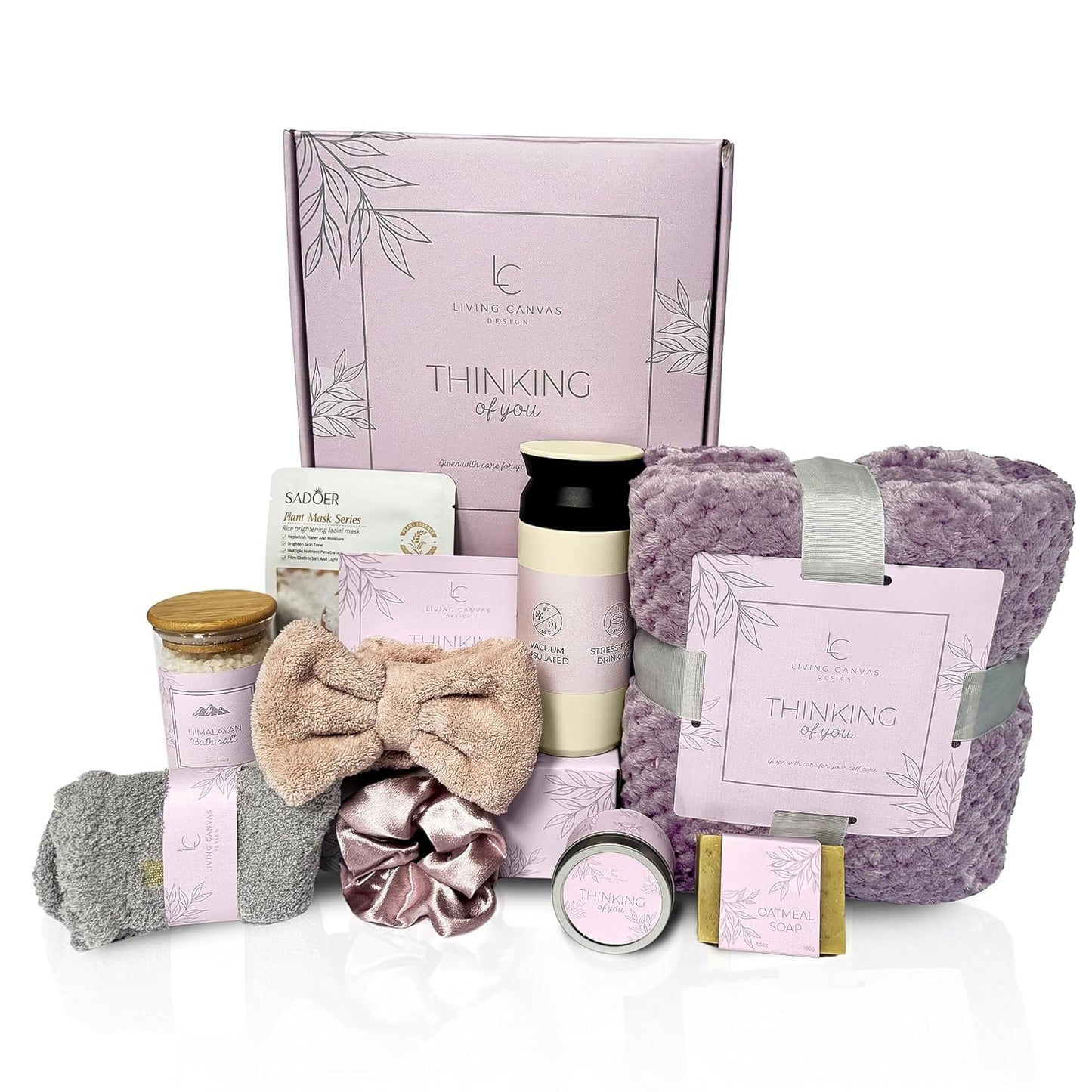 Pamper Her with Our 11-Piece Self Care Gift Set - Perfect Get Well Gifts for Mom, Girlfriend, Wife, or Daughter - Spa Basket with Bath Salts, Oatmeal Soap, Cozy Blanket & Inspirational Touch!