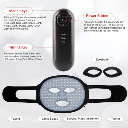 Red Light Therapy for Face, Red Light Therapy Mask, 7 Colors LED Facial Mask for Wrinkle Remove & anti Aging, Skin Care Home Use, Black (Upgraded Version)