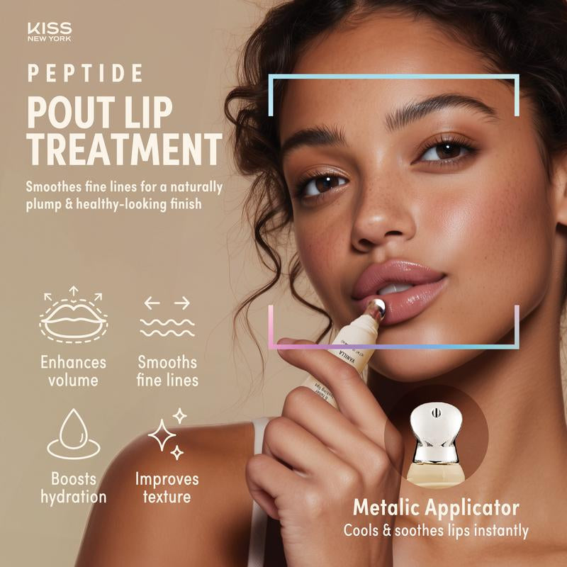 KISS NEW YORK Peptide Lip Treatment, Hydrating & Non-Sticky Tinted Plumping Balm, Shea Butter, Castor Oil & Squalene Reduces Look of Fine Lines, Softer & Fuller Lips with Cooling Metal Tip