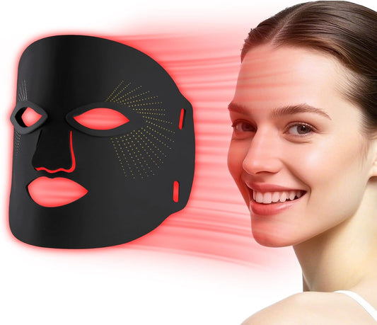Red Light Therapy for Face, Red Light Therapy Mask, 7 Colors LED Facial Mask for Wrinkle Remove & anti Aging, Skin Care Home Use, Black (Upgraded Version)