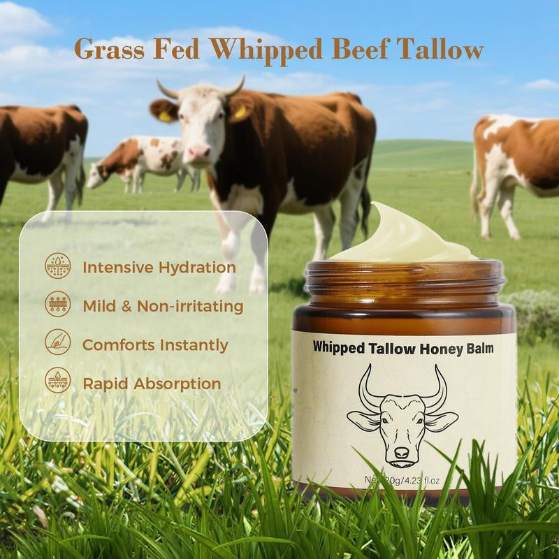 Lopeie Whipped Grass-Fed Beef Tallow Honey Balm - 4 Oz,Moisturizing Cream for Soft, Smooth Skin - Handmade All-Natural Moisturizer - Lavender,Hydrating, Comfort, Moisture Boost Cream, Luminous Firming Cream, Body Care, Hydrating Dry Skin