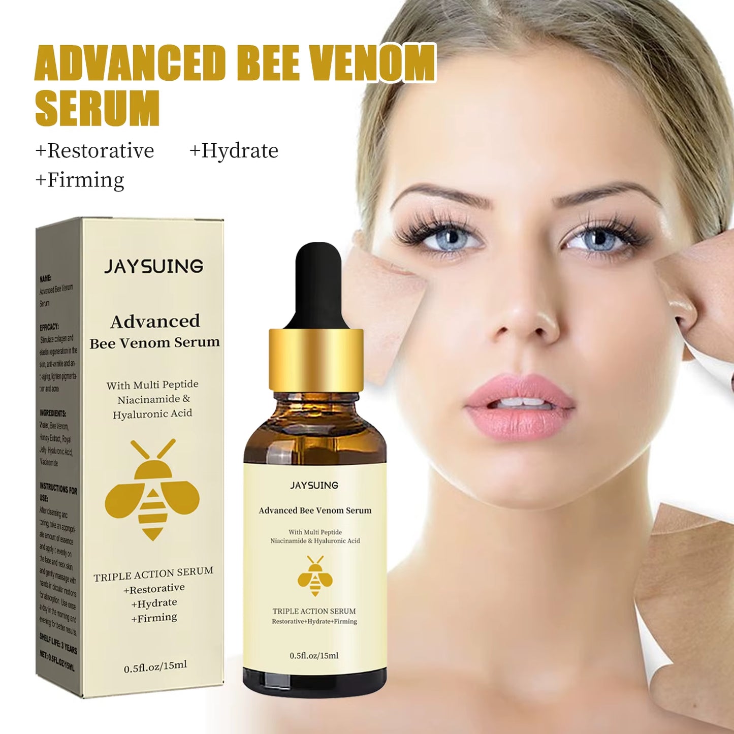 Advanced Bee Venom Serum Tighten Lightens Fine Lines Repair Dullness Moisturizing Firming Facial Skin Essence Brightening Skin