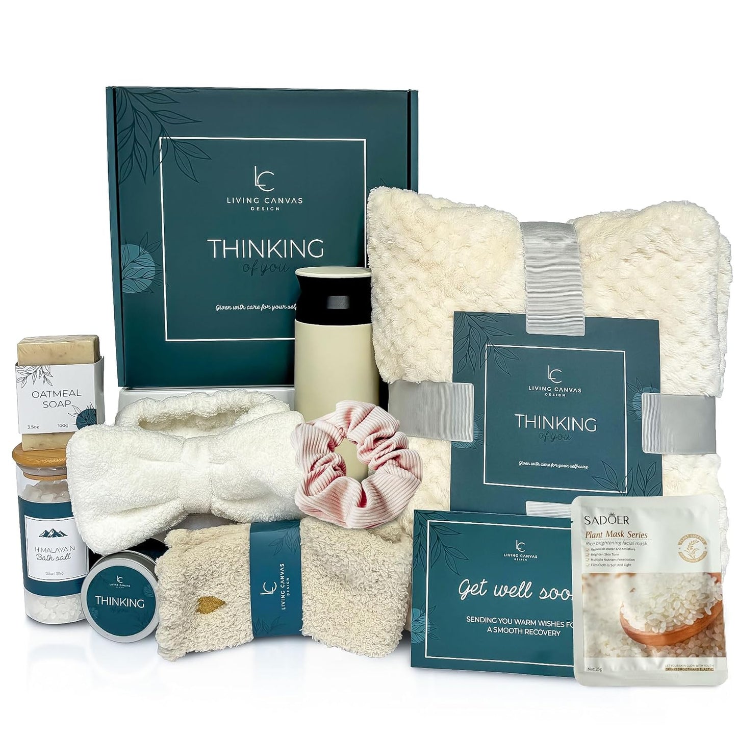 Pamper Her with Our 11-Piece Self Care Gift Set - Perfect Get Well Gifts for Mom, Girlfriend, Wife, or Daughter - Spa Basket with Bath Salts, Oatmeal Soap, Cozy Blanket & Inspirational Touch!
