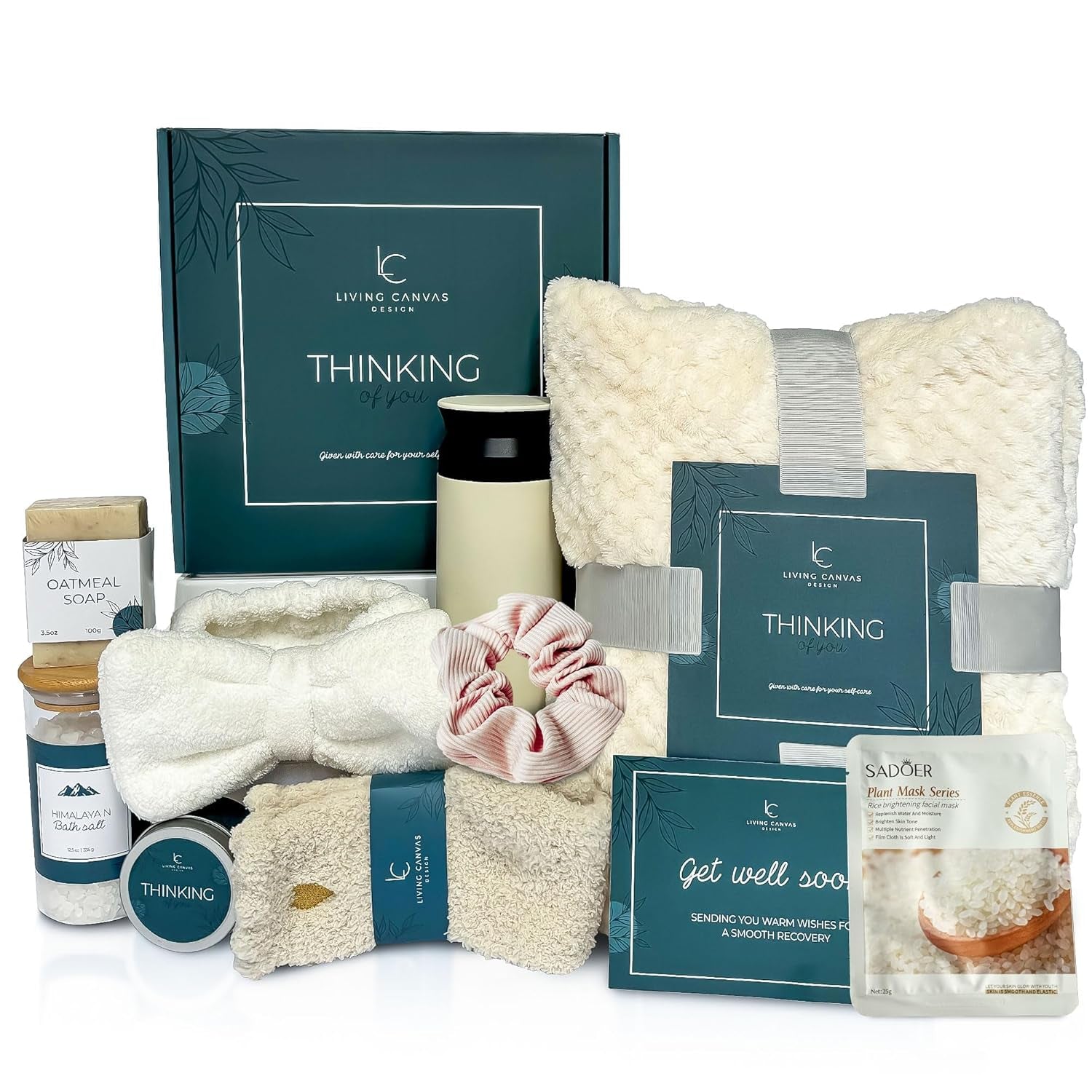 Pamper Her with Our 11-Piece Self Care Gift Set - Perfect Get Well Gifts for Mom, Girlfriend, Wife, or Daughter - Spa Basket with Bath Salts, Oatmeal Soap, Cozy Blanket & Inspirational Touch!