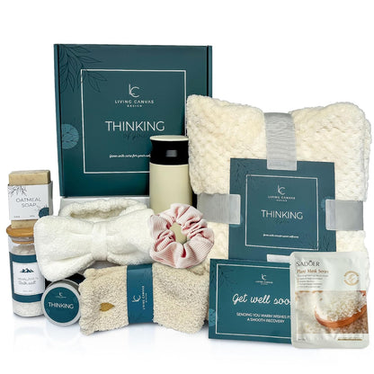 Pamper Her with Our 11-Piece Self Care Gift Set - Perfect Get Well Gifts for Mom, Girlfriend, Wife, or Daughter - Spa Basket with Bath Salts, Oatmeal Soap, Cozy Blanket & Inspirational Touch!